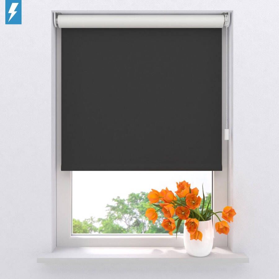 Raamdecoratie.com Elektrisch rolgordijn Easy Verduisterend Black 100 x 190 cm CMD-03