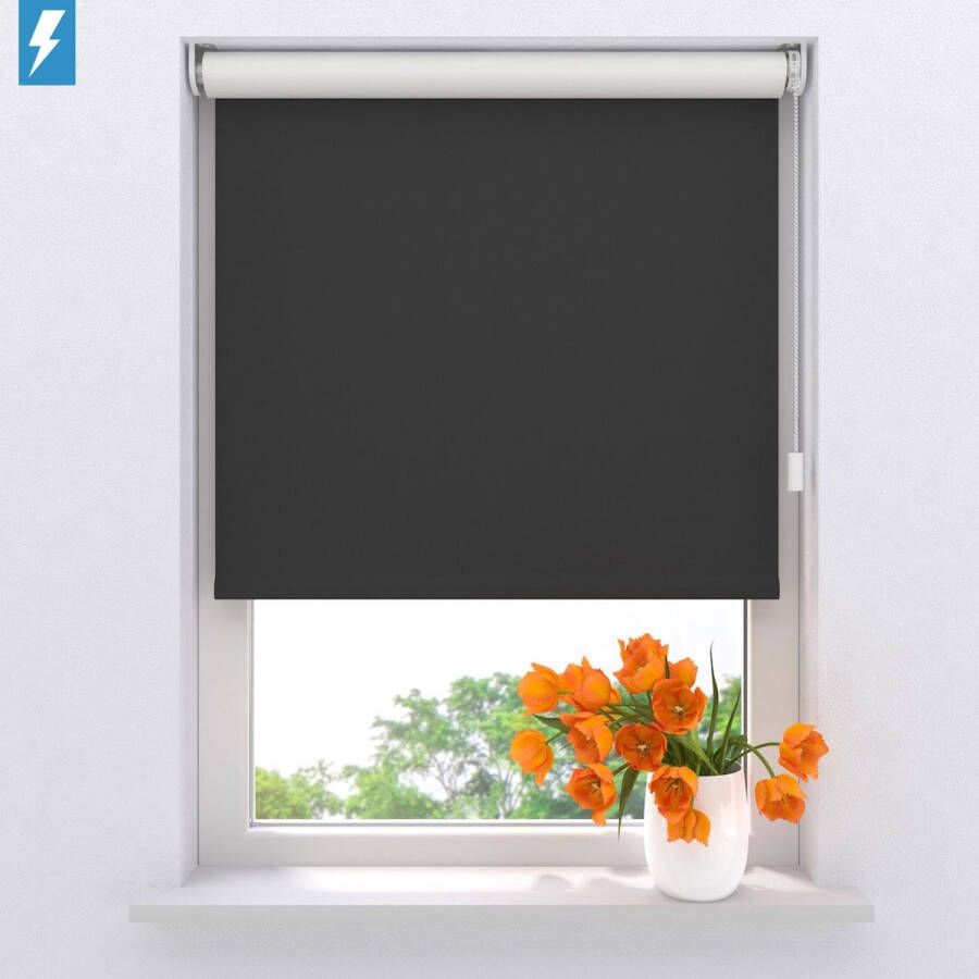 Raamdecoratie.com Elektrisch rolgordijn Easy Verduisterend Black 60 x 190 cm CMD-02-P