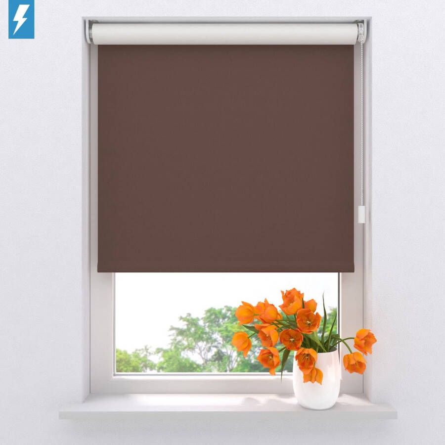 Raamdecoratie.com Elektrisch rolgordijn Easy Verduisterend Brown 100 x 190 cm CMD-02-P