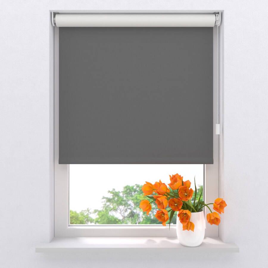 Raamdecoratie.com Elektrisch rolgordijn Easy Verduisterend Dark Grey 90 x 275 cm CMD-03