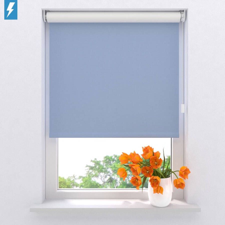 Raamdecoratie.com Elektrisch rolgordijn Easy Verduisterend Light Blue 110 x 190 cm CMD-03