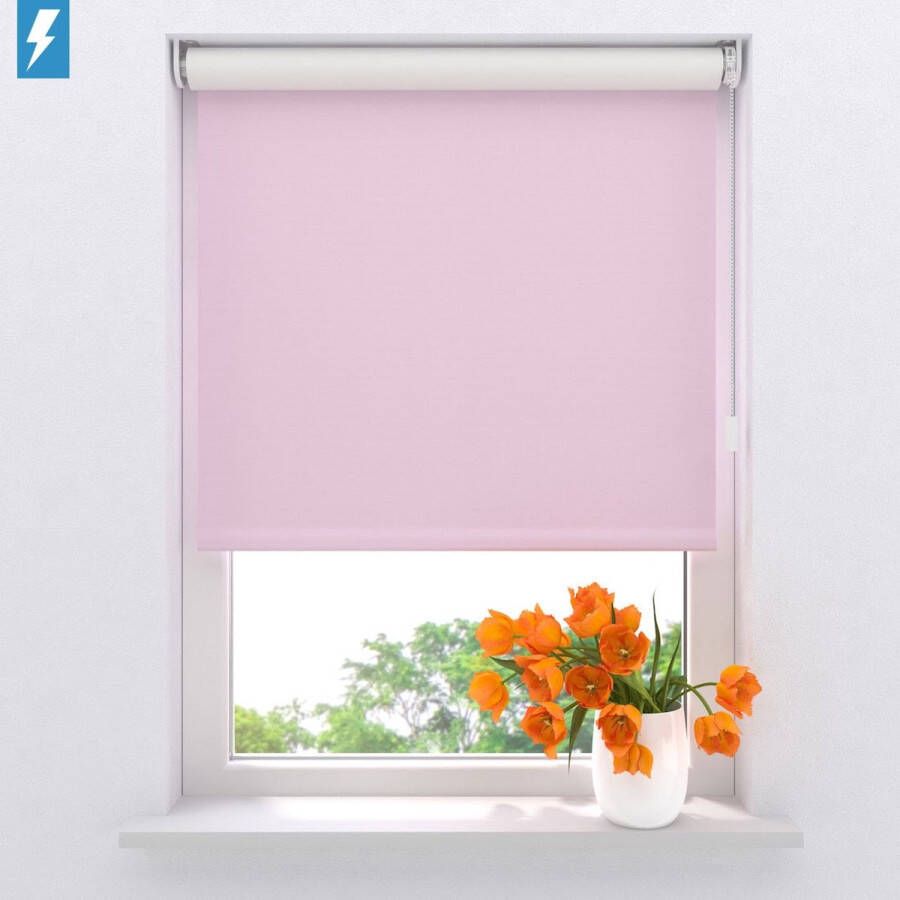 Raamdecoratie.com Elektrisch rolgordijn Easy Verduisterend Pink 150 x 190 cm CMD-02-P