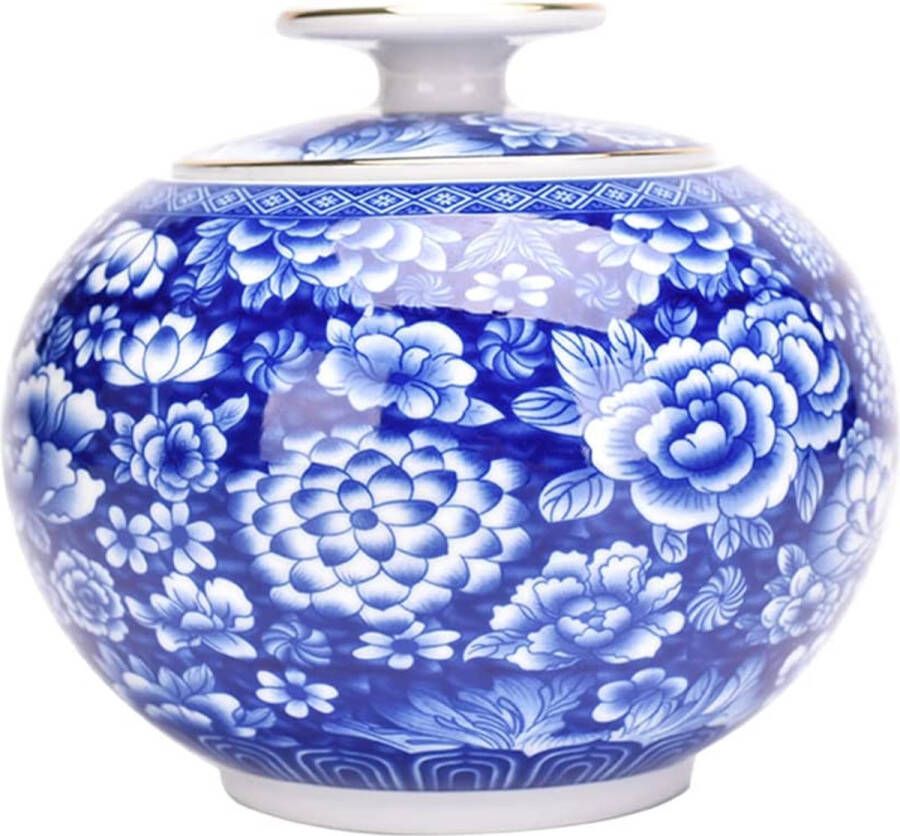 RabyLeo Decoratieve Potten Oude Chinese Blauw en Wit Porselein Keramische Opbergdoos met Verzegelde Deksels Thuis Keuken Eetkamer Decoratie