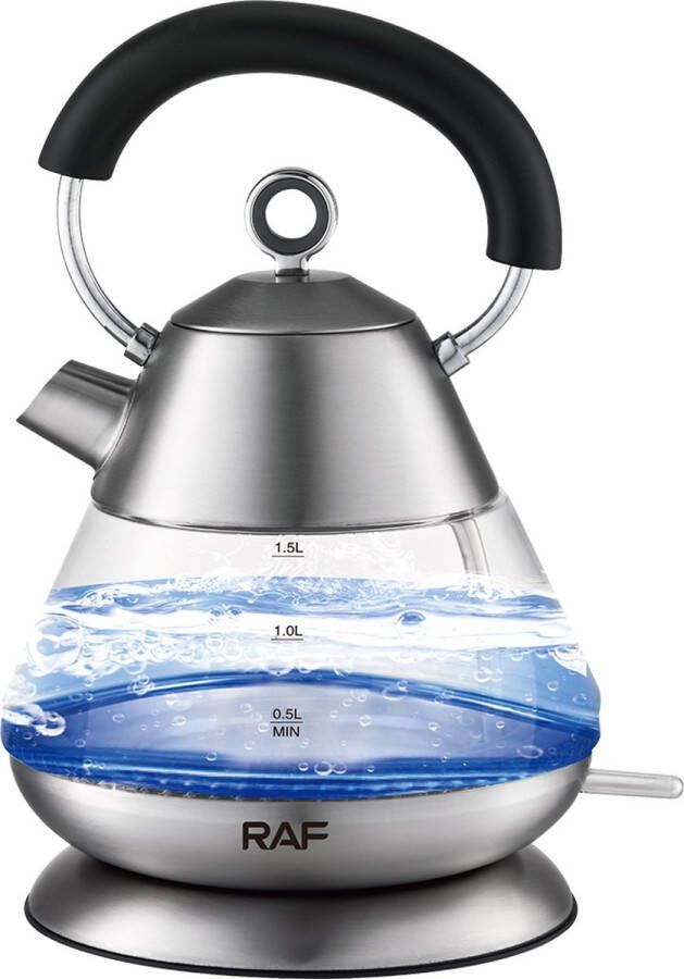 Raf Waterkoker – Retro design – Glas – 1.5 L BPA vrij – Droogkook bescherming – 1800-2200W