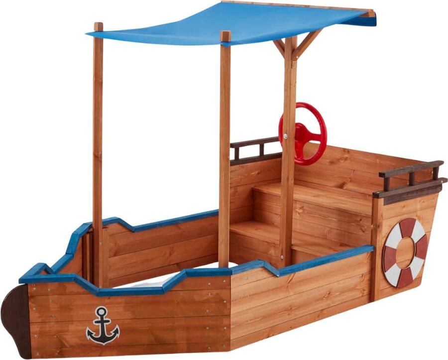 Ragnal Zandbak Boot Met dak en grondzeil Met Zitbankje opbergvak- Tuin Spelen 160x103