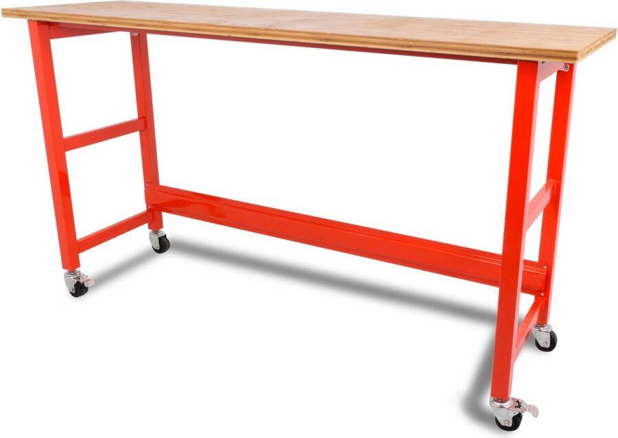 Ragnor werkbank met werkblad verrijdbaar rood 98 cm werkhoogte