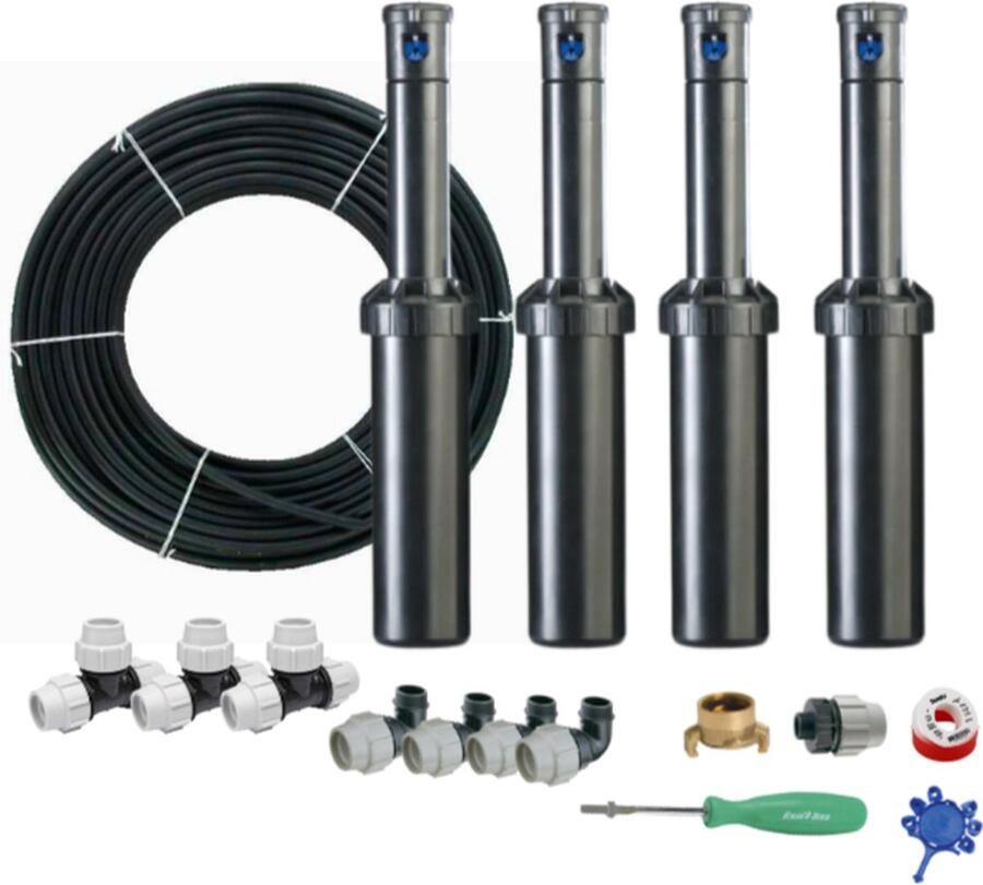 RainBird Complete tuinsproeierset 3500 met tyleenslang 4 pop-upsproeiers 4 sproeiers Sproeibereik 5 t m 10 meter
