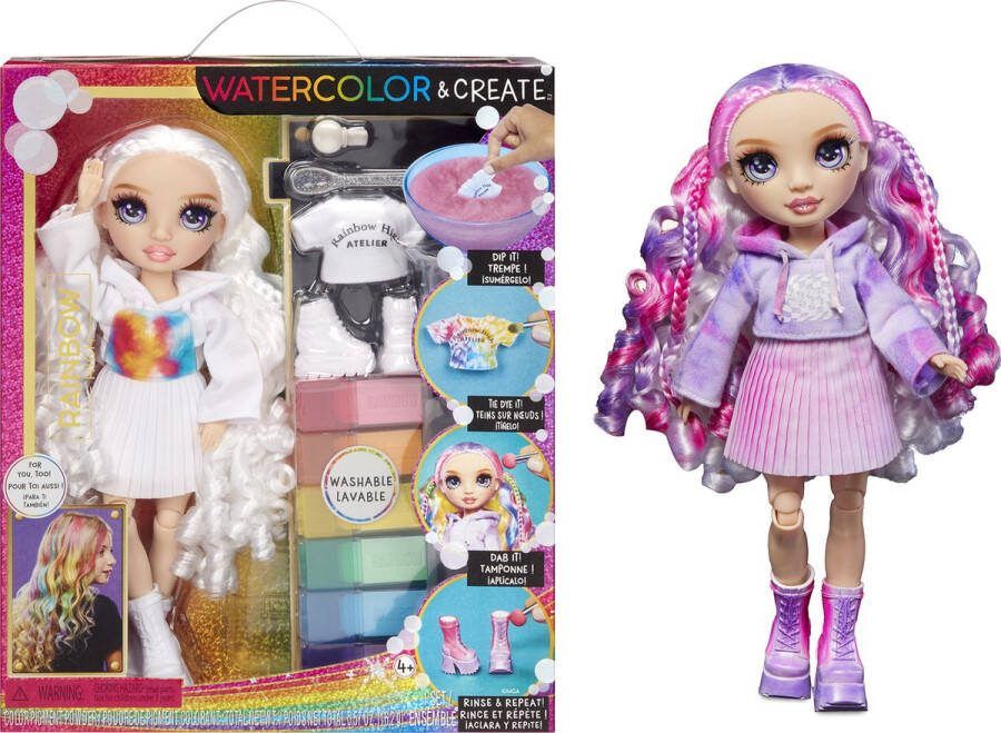 Rainbow High Watercolor & Create Modepop Paarse ogen