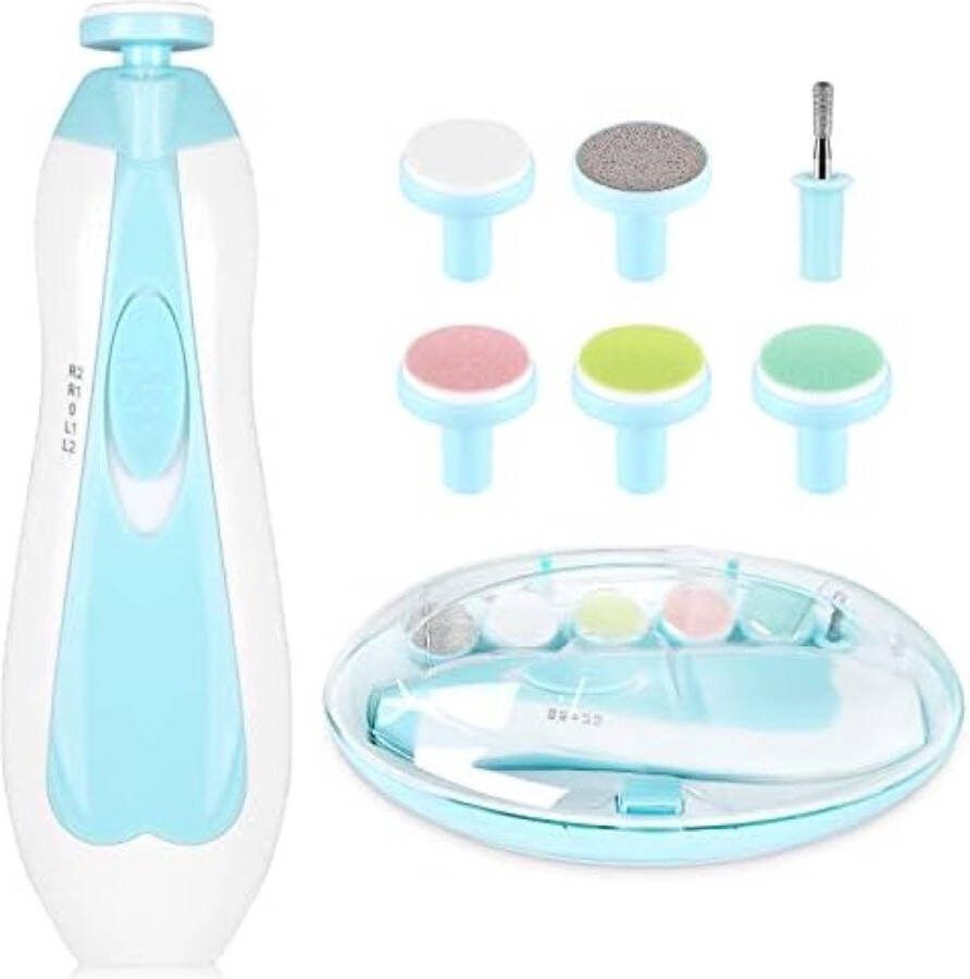 RALA Elektrische nagelvijl voor baby's 8 in 1 veilige nageltrimmer voor baby's nagelknipper voor baby's met 6 slijpkoppen en licht nagelverzorgingsset voor baby's van alle leeftijden