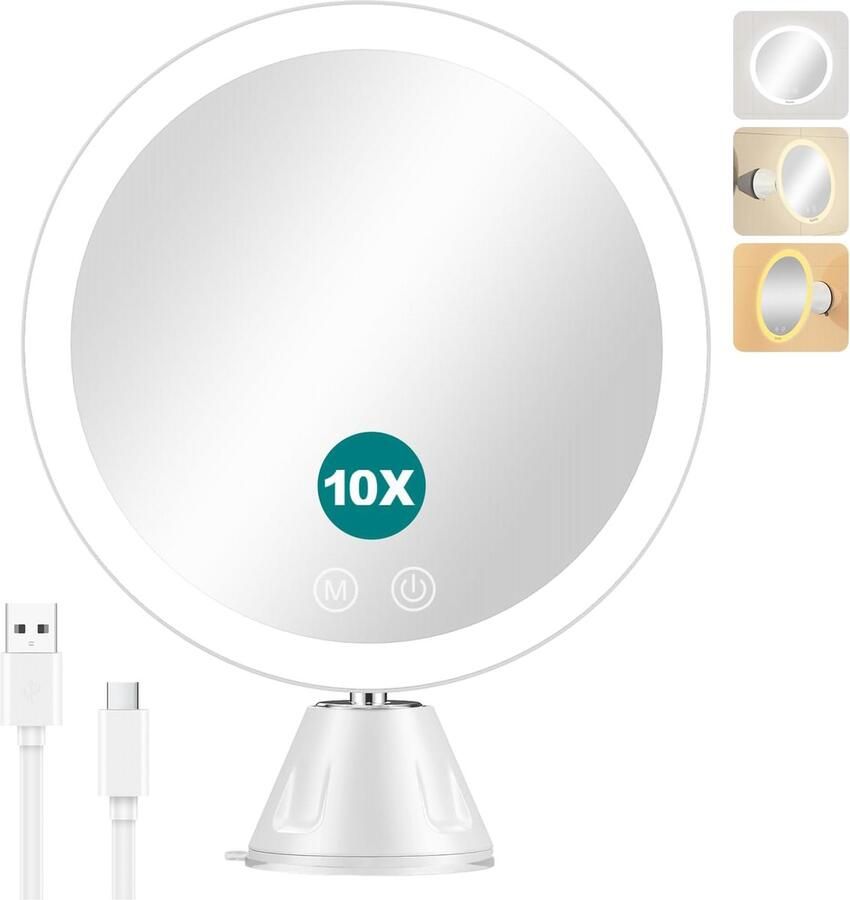 RALA Oplaadbare make-up spiegel met LED verlichting en 10X vergroting
