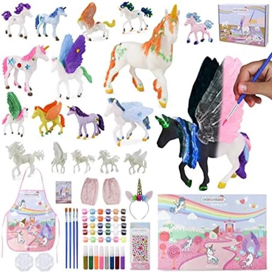 RALA Unicorn Schilderset met 18 Unicorns Glow-in-the-dark Knutselpakketten voor Kinderen Meisjesspeelgoed Meisjes Cadeaus voor Verjaardag Kerstmis Unicorn Speelgoed
