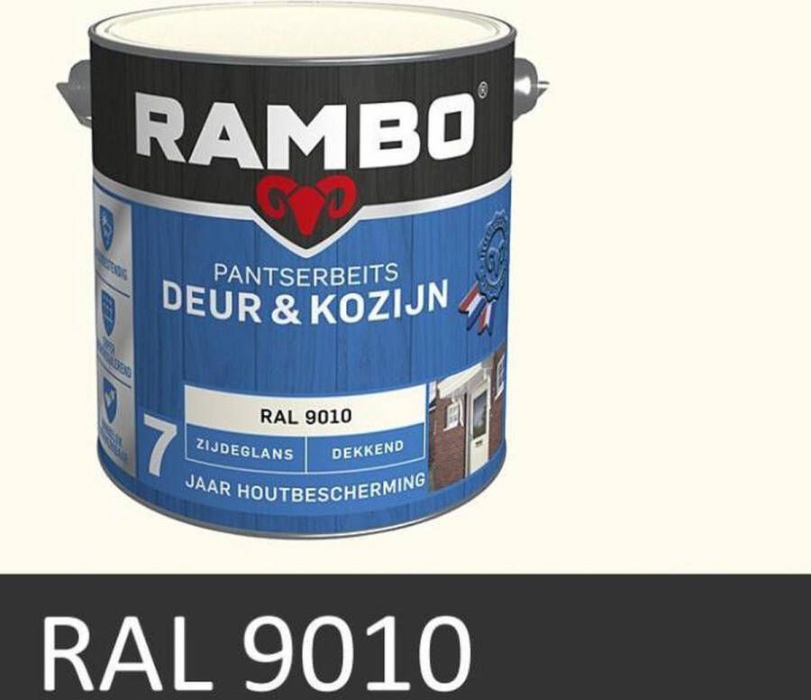 Rambo Pantserbeits Deur En Kozijn Dekkend Hoogglans Ral 9010 Zuiverwit 2 5l