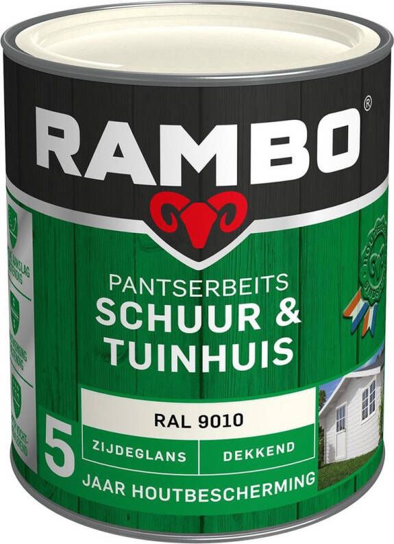 Rambo Pantserbeits Schuur & Tuinhuis Zijdeglans Dekkend Makkelijk Verwerkbaar RAL 9010 0.75L