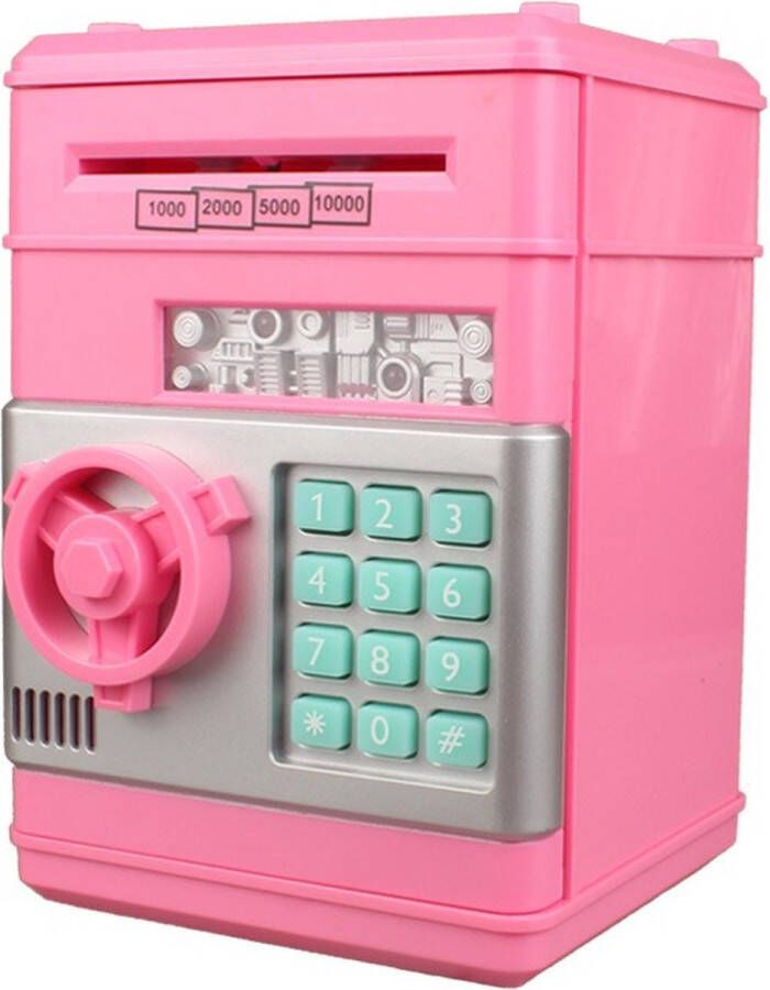 RAMBUX Kluis met Pincode & Geluid Roze Spaarpot Munten & Briefgeld Automatisch Spaarvarken Educatief Speelgoed