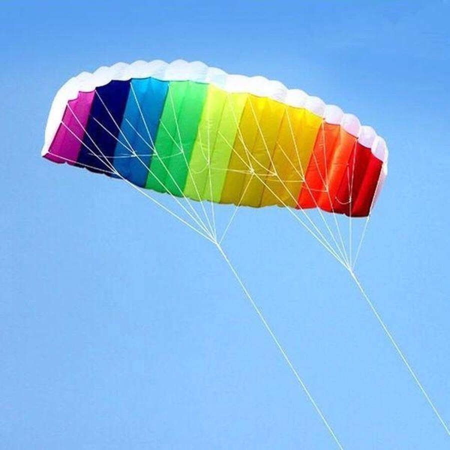 RAMBUX Matras Vlieger Regenboog Kleur Kinderen & Volwassenen Kite 140 x 60 cm Matrasvlieger 30 Meter Lijn op Haspel