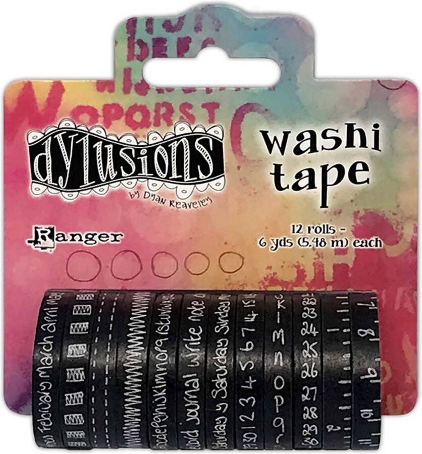 Ranger Industries Ranger Dylusions Washi Tape set Black 3 5cm x 5 5m 12stuks