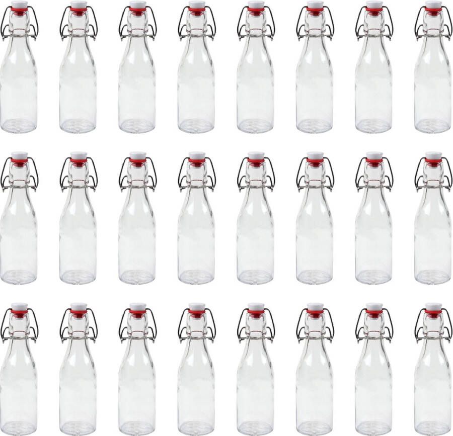 RANO 24x beugelfles 200ml Luchtdicht fles met beugelsluiting beugelflessen weckfles inmaakfles sapfles glazen flesjes met dop decoratie