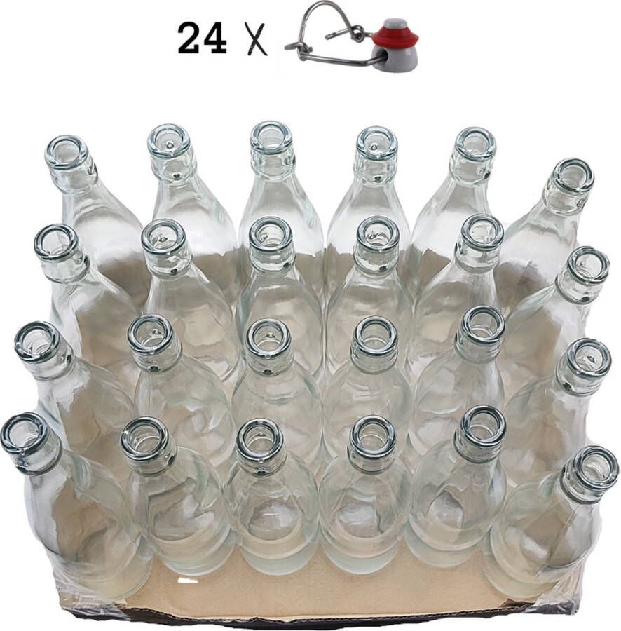 RANO 24x beugelfles 500ml Luchtdicht Transparant weckfles inmaakfles sapfles decoratie fles glazen fles Fles met beugelsluiting beugelflessen glazen flesjes met dop