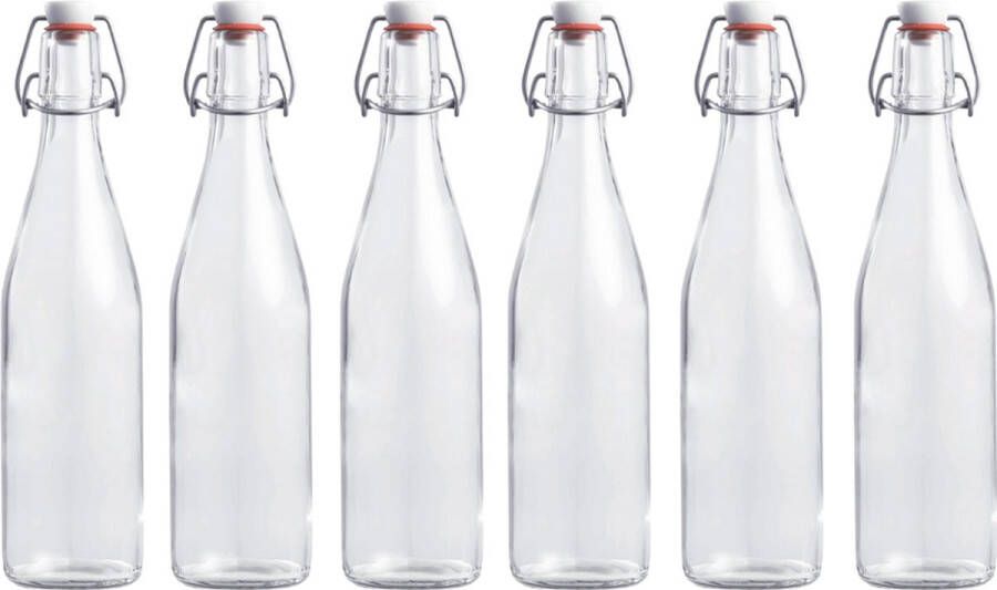 RANO 6x beugelfles 500ml Luchtdicht fles met beugelsluiting beugelflessen weckfles inmaakfles sapfles glazen flesjes met dop decoratie