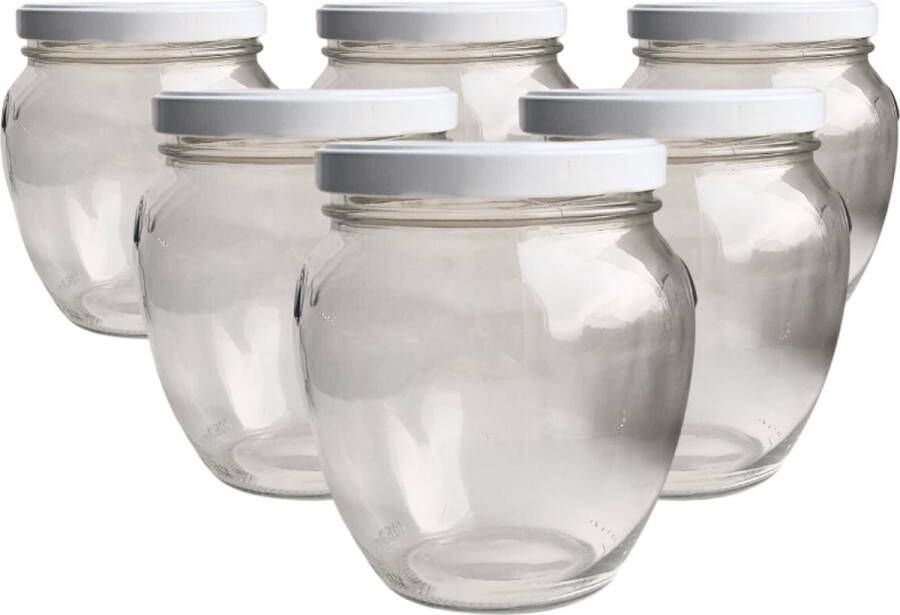RANO 6x Sierlijke weckpotten glas 1 liter met sluiting 1000ml weckpotjes opbergpotten inmaakpot glazen pot met deksel glazen potten weckpot voorraadpot weck