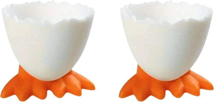 RANO International Trade Eierdopjes eenden voetjes set van 2 wit pasen plastic kinderen eidoppen eierdop ei eidopjes paas decoratie paasdecoratie versiering