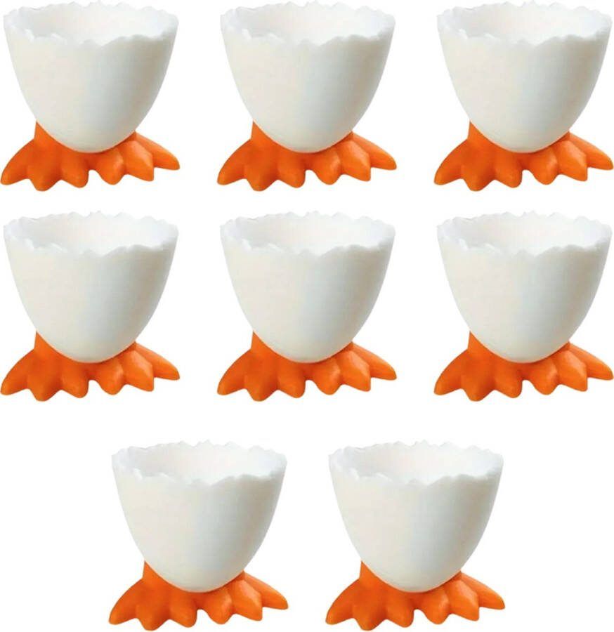 RANO International Trade Eierdopjes eenden voetjes set van 8 wit pasen plastic kinderen eidoppen eierdop ei eidopjes paas decoratie paasdecoratie versiering