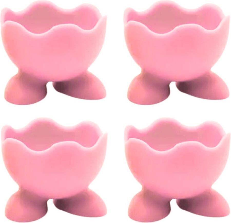 RANO International Trade Eierdopjes voetjes set van 4 roze pasen plastic kinderen eidoppen eierdop ei eidopjes paas decoratie paasdecoratie versiering