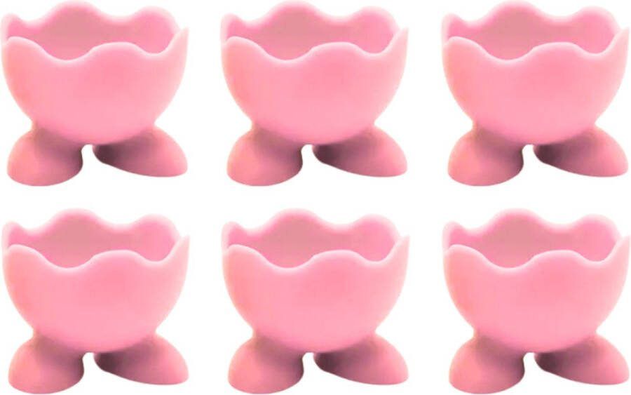 RANO International Trade Eierdopjes voetjes set van 6 roze pasen plastic kinderen eidoppen eierdop ei eidopjes paas decoratie paasdecoratie versiering