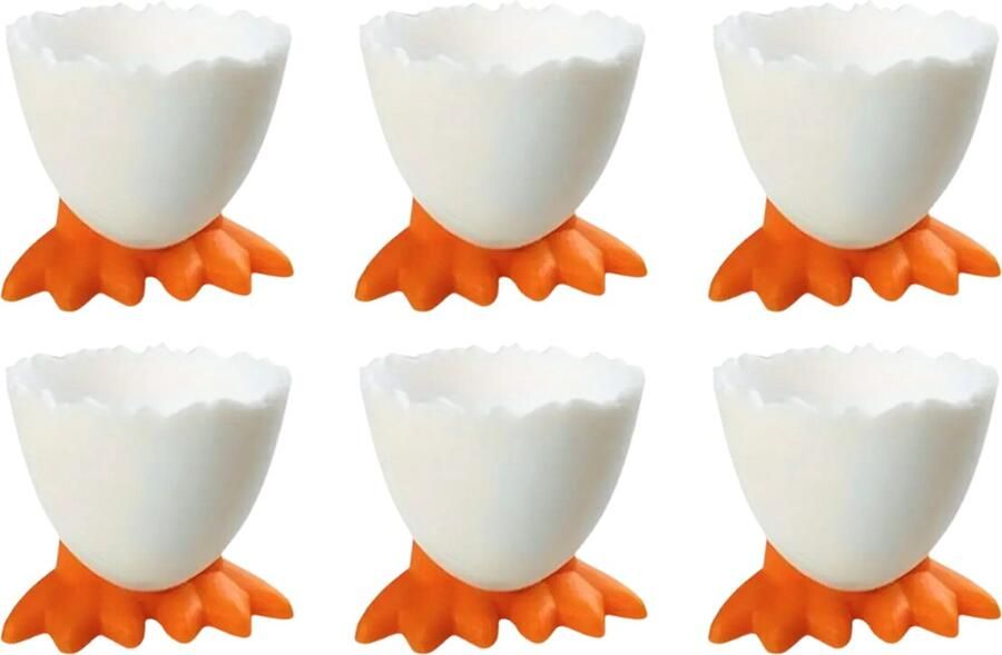 RANO International Trade Eierdopjes eenden voetjes set van 6 wit pasen plastic kinderen eidoppen eierdop ei eidopjes paas decoratie paasdecoratie versiering