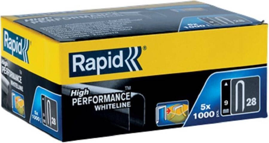 Rapid Kabelnieten 28 9 mm DP (wit) 5 x 1.000 st. Box