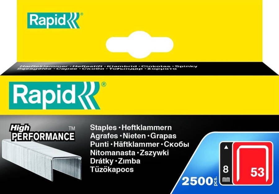 Rapid Nieten 8mm Type 53 Gegalvaniseerd Box 2500st Lengte 8mm
