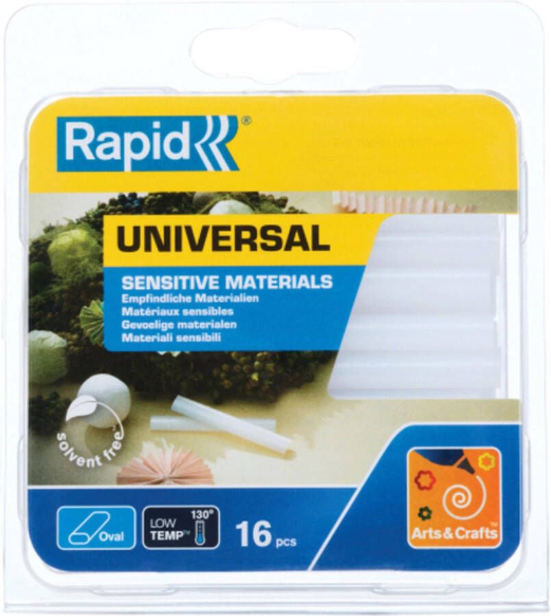 Rapid Ovale Lijmpatronen in Blisterverpakking 9x94mm Voor Universeel Gebruik Transparant 16 Stuks