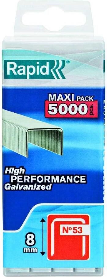 Rapid Nieten 8mm Type 53 Gegalvaniseerd Kunststofbox 5000st Lengte 8mm