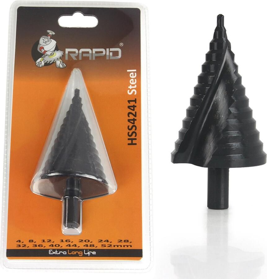 Rapid Stappenboor 4-52mm HSS 4241 staal Trappenboor Spiraalboor