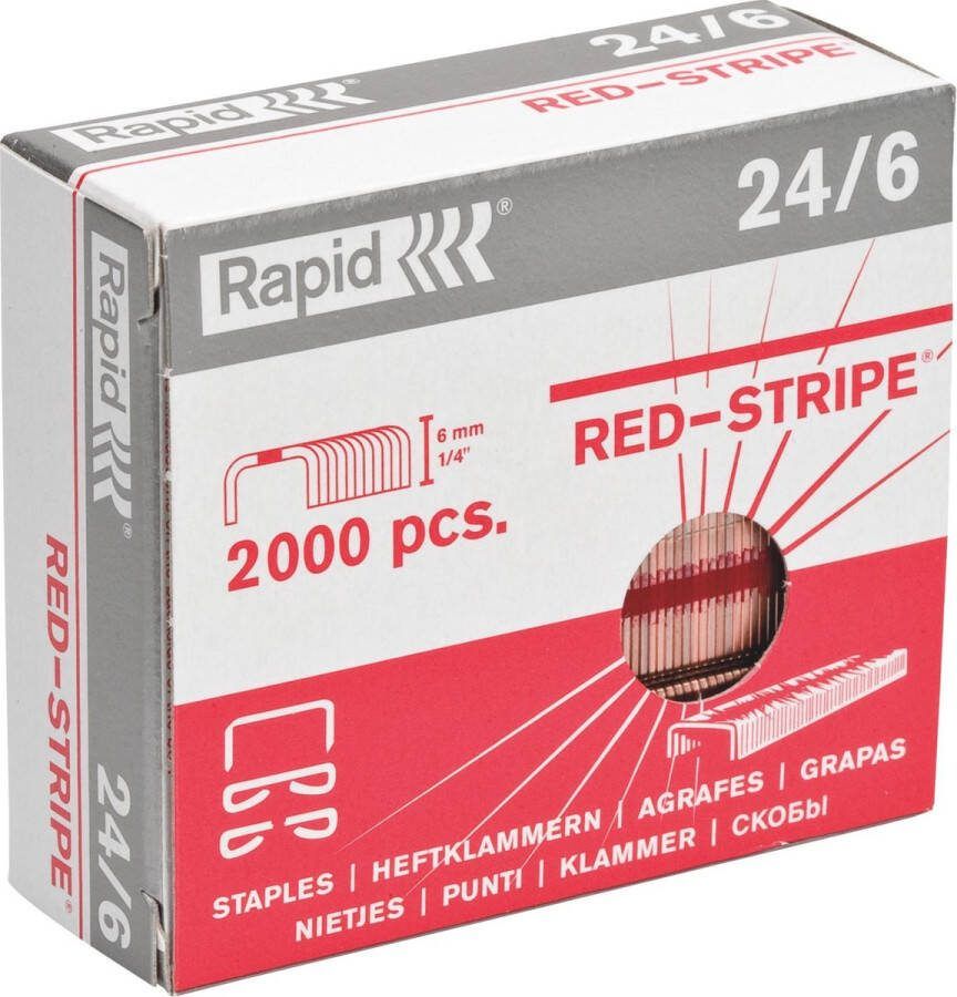 Rapid Red Stripe Nietjes 24 6mm 2000 stuks Verkoperd 5 stuks