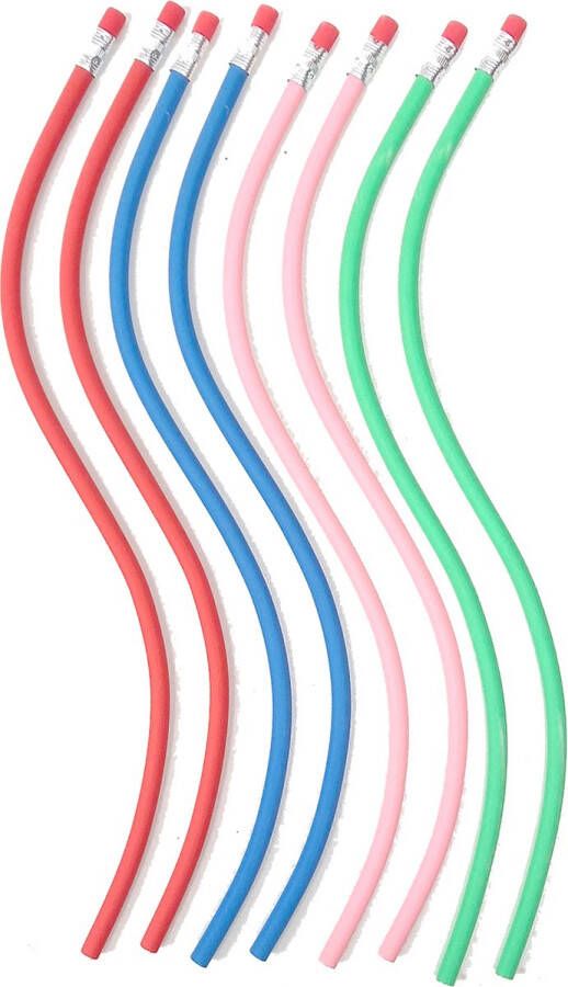 Rasehorn Flexibele potloden buigbare potloden met gummetje verschillende kleuren set van 8 stuks