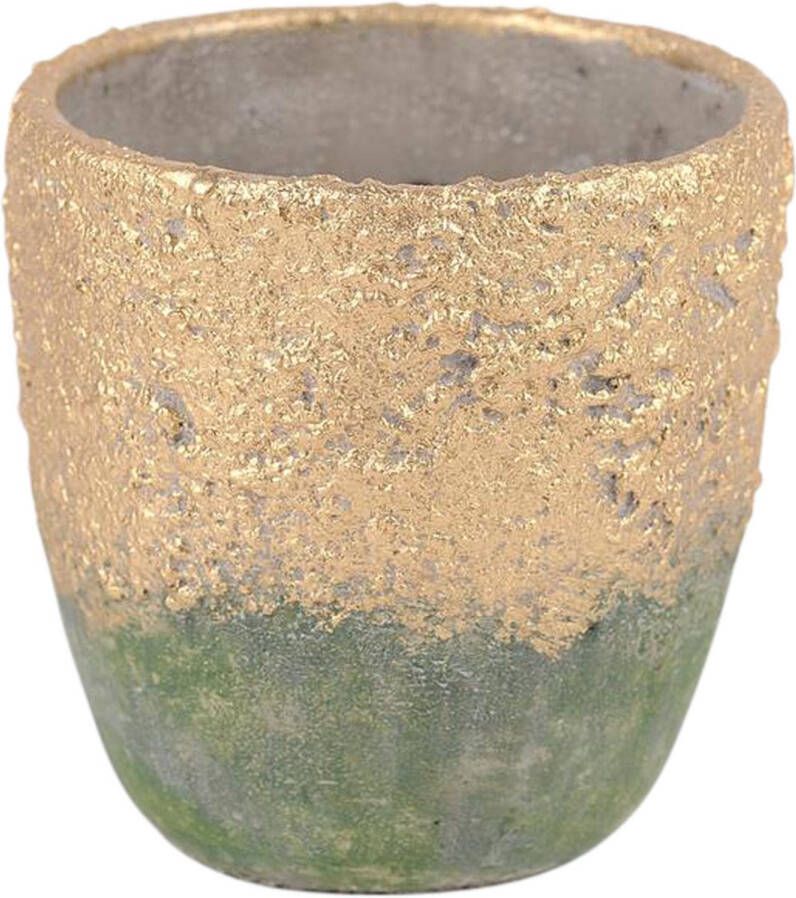 Rasteli Bloempot-Sierpot Goud-Groen D 15.5 cm H 13 cm