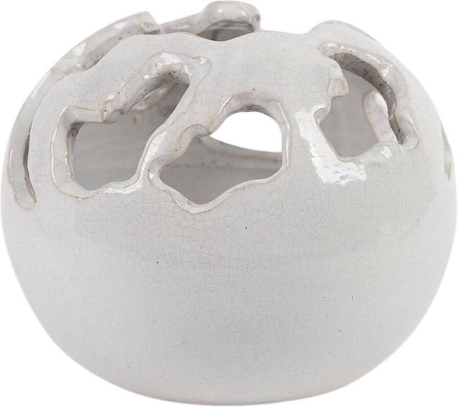 Rasteli Decoratie Globe-Bol-Waxinelichthouder Raku Wit D 15 cm H 15 cm