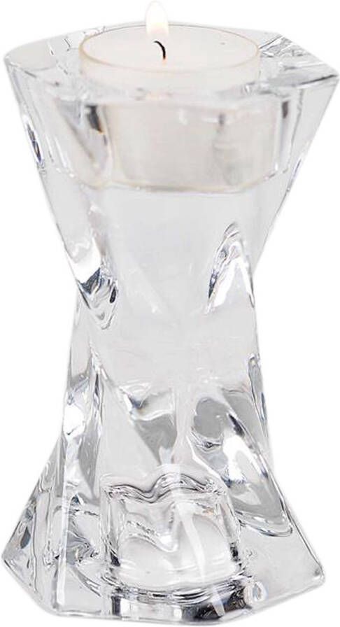 Rasteli Kaarsenhouder-kandelaar voor tafelkaars Glas D 5.5 cm H 8.8 cm Voordeelaanbod Per 2 Stuks