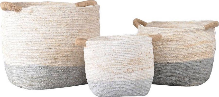 Rasteli Mand Multi use mand Corn Husk Wit Grijs Natural D 29 cm H 26 cm (voorste mand in het midden op de foto )