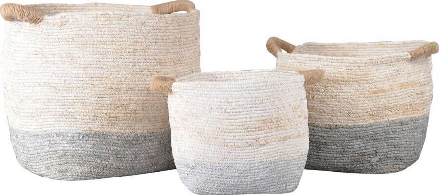 Rasteli Mand-Multi use mand Corn Husk Wit-Grijs-Natural D43 cm H 42 cm (mand links achter op de foto)