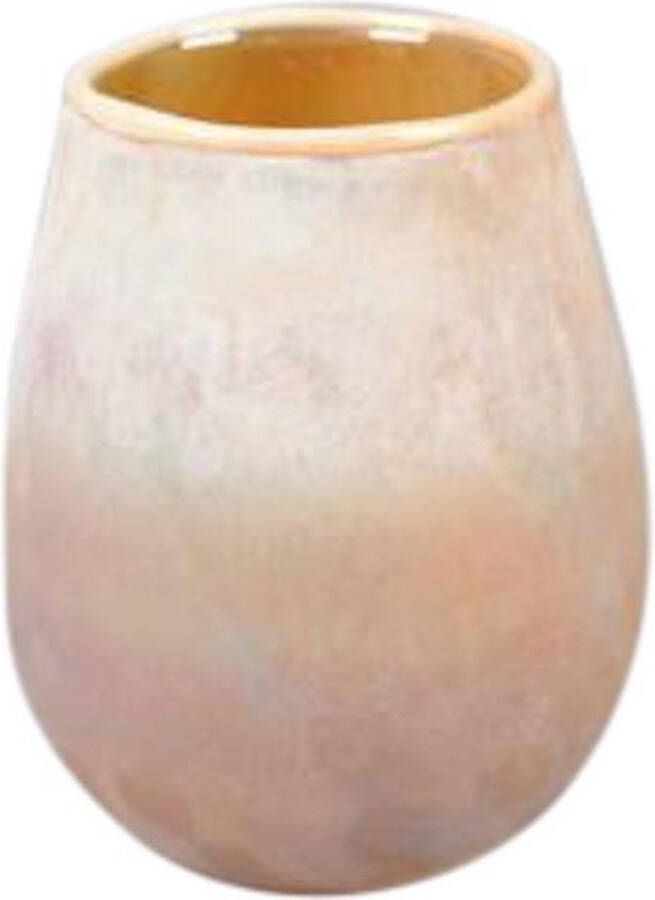 Rasteli Vaas-Siervaas Glas Oranje-Bruin-Wit‎‎ D 13 cm H 15 cm