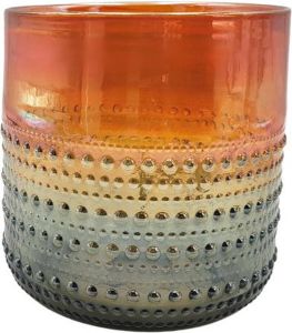 Rasteli Waxinelichthouder-Kaarsenhouder Glas Gemêleerd D 18 2 cm H 18 cm