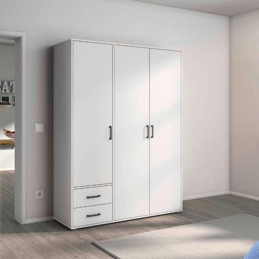 Rauch Draaideurkast Kledingkast kast garderobe linnenkast VOYAGER moderne grepen in grijs metallic met buitenlades made in germany