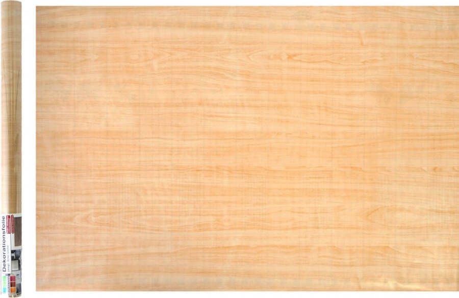 Merkloos Decoratie plakfolie 2x lichtbruin hout patroon 45 cm x 2 m zelfklevend Meubelfolie