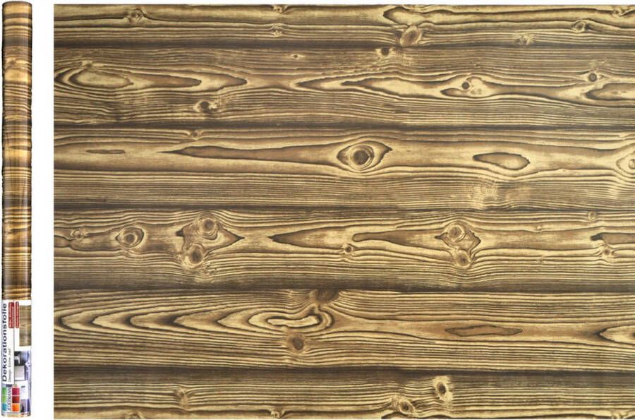 Merkloos Decoratie plakfolie bruin hout patroon - 45 cm x 2 m zelfklevend Meubelfolie