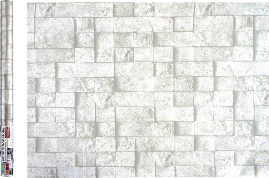 Merkloos Decoratie plakfolie 3x beige grijs steen patroon 45 cm x 2 m zelfklevend Meubelfolie