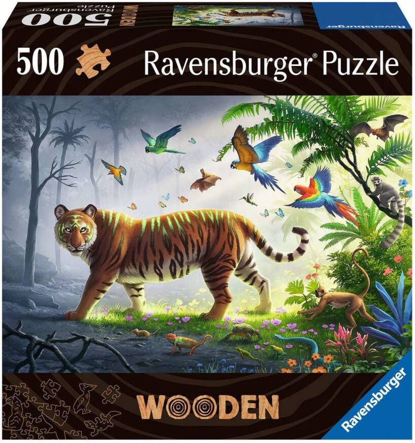 Ravensburger houten puzzel 500 stukjes tijger in de jungle