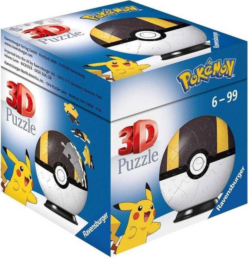 Ravensburger 3D Puzzel Pokémon Pokéball Zwart Wit 54 stukjes