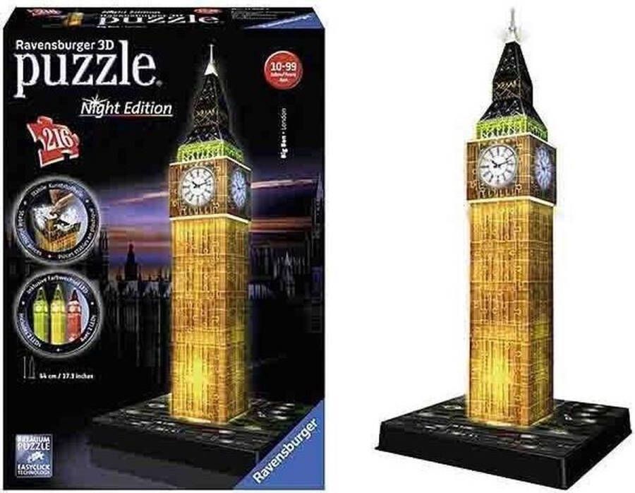 Ravensburger Big Ben Night Edition- 3D puzzel gebouw 216 stukjes